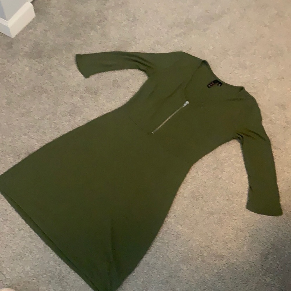 Cute army green above knee dress